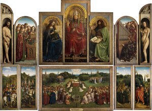 het Lam Gods (Ghent Altarpiece açık) by Jan van Eyck