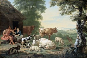 Çobanlar ve Sığırlarla Arkadya Manzarası by Jan van Gool