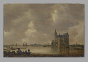 Nehir kenarında bir kale by Jan van Goyen