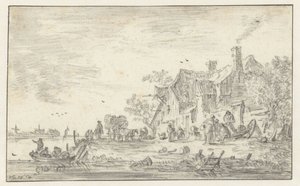 Bir nehir kıyısında çiftlik by Jan van Goyen