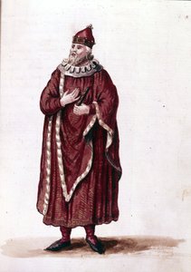 11. yüzyılda bir doge. Jan van Grevenbroeck (veya Giovanni Grevembroch (Grevenbroch) (1731-1807) tarafından yazılan “Veniyalıların Gümrükleri” adlı el yazmasından suluboya çizimi ve mürekkep by Jan van Grevenbroeck