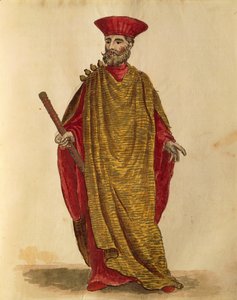 Capitano Generale Da Mar (Donanma Kaptanı), Serenissima Venedik Cumhuriyeti, Jan van Grevenbroeck veya Giovanni Grevembroch (1731-1807), Gli Donne de Veneziani, resimli kostüm kitabından, suluboya by Jan van Grevenbroeck
