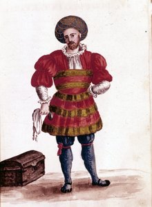 15. yüzyılda Venedik tüccarı. Jan van Grevenbroeck (veya Giovanni Grevembroch (Grevenbroch) (1731-1807) tarafından yazılan “Veniyalıların Gümrükleri” adlı el yazmasından suluboya çizimi ve mürekkep