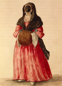Moretta, Venedik maskesi, Giovanni Grevembroch, İtalya tarafından suluboya