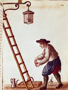 Küçük metier: aydınlatma lambaları Jan van Grevenbroeck (veya Giovanni Grevembroch (Grevenbroch) (1731-1807) tarafından yazılmış bir el yazmasından suluboya çizimi ve mürekkep by Jan van Grevenbroeck