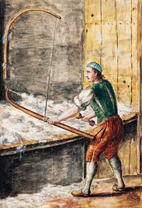 Pamuk eğirici, Illustrated Venedik kostümleri kitabından örnek, Jan Grevenbroeck (1731-1807), suluboya, İtalya by Jan van Grevenbroeck