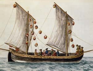 Kurtarıcı Bayramı için süslenmiş Venedik teknesi, Jan Grevenbroeck (1731-1807), suluboya, İtalya by Jan van Grevenbroeck