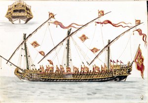 Venedik galesi. Jan van Grevenbroeck (veya Giovanni Grevembroch (Grevenbroch) (1731-1807) tarafından yazılan “Veniyalıların Gümrükleri” adlı el yazmasından suluboya çizimi ve mürekkep by Jan van Grevenbroeck