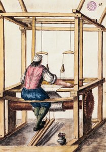 Weaver, Venedikliler el yazmasının elbisesinden Jan van Grevenbroeck (1731-1807) çizimi, İtalya by Jan van Grevenbroeck