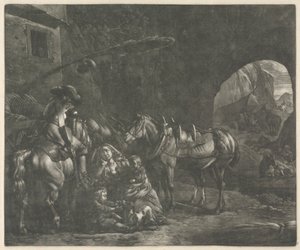 İki Çocuk Annesi by Jan van Huchtenburg