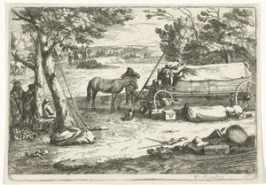Araba ve rakamlarla manzara by Jan van Huchtenburg