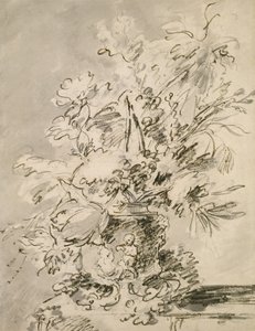 Bir Vazoda Çiçekler (kağıt üzerine kömür ve hint mürekkebi) by Jan van Huysum