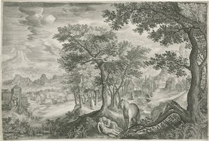 Good Samaritan ile dağ manzarası by Jan van Londerseel