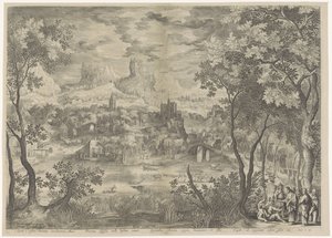 Landschap, Christ die een demon uitdrijft bij een stomme man ile tanıştı Rab, sefil Cacodaeomona Mito
