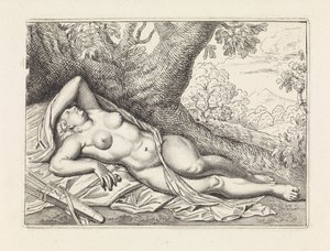 Manzara içinde uyuyan Diana by Jan van Neck