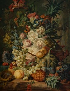 Meyve ve çiçeklerle natürmort by Jan van Os