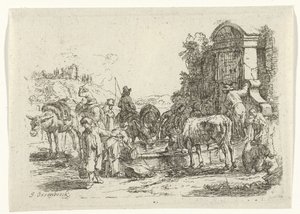 Bir kuyuda sığır içmek by Jan van Ossenbeeck