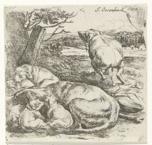 köpek yavrusu ile kaltak by Jan van Ossenbeeck