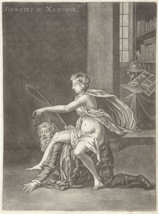 Sokrates karısı tarafından alay edildi Sokrates ve Xanthippe (nesne üzerindeki başlık)