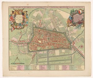 Plattegrond van de stad Utrecht Ren Nehri üzerindeki Trajecto şehrinin son ve en doğru taslağı (nesne üzerindeki başlık) by Jan van Vianen