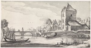 nehir kenarı köyü Keyifli manzaralar ve eğlenceli şiirler (dizi adı) by Jan van de Velde (II)