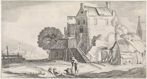 Bir handa üç konuşan figür Hoş manzaralar ve eğlenceli manzaralar (seri başlığı) by Jan van de Velde (II)