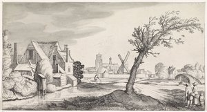 Arka planda bir şehir olan bir evde aile Playsante manzaraları ve eğlenceli sahneler (dizi başlığı) by Jan van de Velde (II)
