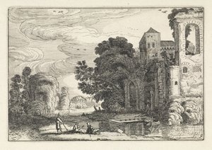 Nehir kenarındaki bir kalede rakamlar Manzaralar (dizi başlığı) Amenissimae aliquot requculae (dizi başlığı) by Jan van de Velde (II)