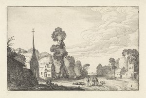 Kiliseli bir köyde rakamlar ve sığırlar Manzaralar (dizi başlığı) Amenissimae aliquot requculae (dizi başlığı) by Jan van de Velde (II)