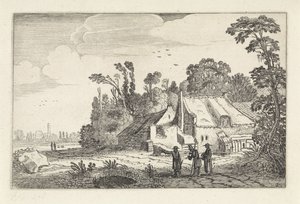 Bir çiftlikte bir köy yolunda rakamlar Manzaralar (dizi başlığı) Amenissimae aliquot requculae (dizi başlığı) by Jan van de Velde (II)