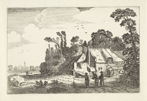 Bir çiftlikte bir köy yolunda rakamlar Manzaralar (dizi başlığı) Amenissimae aliquot requculae (dizi başlığı) by Jan van de Velde (II)