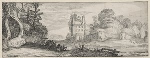 Duvara yakın yıkık bir evin görünümü Manzaralar ve kalıntılar (dizi başlığı) Amoenissimae aliquot Regiunculae (dizi başlığı) by Jan van de Velde (II)