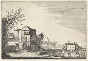 Bir güvercinlik, buz üzerinde flask oyuncular Manzaralar (dizi başlığı) Amenissimae aliquot requculae (dizi başlığı) by Jan van de Velde (II)