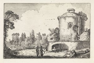 Yuvarlak bir kule ile manzara Manzaralar (dizi başlığı) Amenissimae aliquot requculae (dizi başlığı) by Jan van de Velde (II)