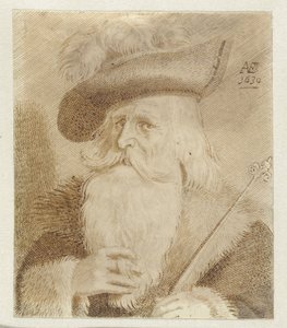 Kürk yakalı, şapkalı ve personelli adam by Jan van de Velde (II)