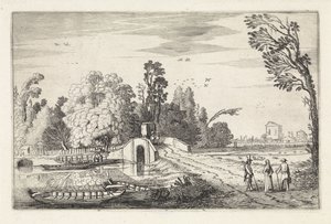 Taş köprülü nehir manzarası Manzaralar (dizi başlığı) Amenissimae aliquot requculae (dizi başlığı) by Jan van de Velde (II)