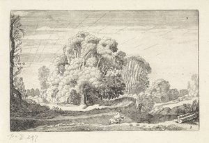 Gün doğumunda bir manzarada binici Manzaralar (dizi başlığı) Amenissimae aliquot requculae (dizi başlığı) by Jan van de Velde (II)