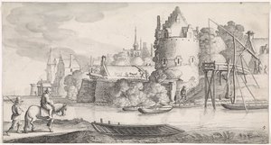 Bir nehir üzerinde şehir Keyifli manzaralar ve eğlenceli şiirler (dizi adı) by Jan van de Velde (II)