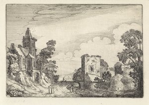 Kule ve bir manzara içinde bir kilise Amenissimae aliquot requculae (dizi başlığı) Manzaralar (dizi başlığı) by Jan van de Velde (II)