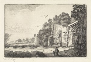 Bir evin harabesinde çocuğu olan kadın Manzaralar (dizi başlığı) Amenissimae aliquot requculae (dizi başlığı) by Jan van de Velde (II)