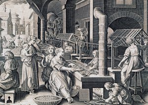 Vermis sericus, ipek ören ve ipekböceklerini ateşte ısıtan kadınlar, Stradanus (1523-1605), İtalya by Jan van der Straet