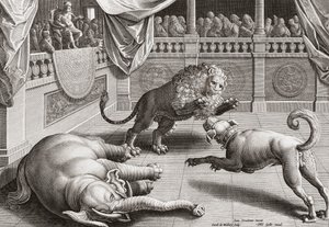 Büyük İskender hayvanların kavgasını izliyor, 16. yüzyıl by Jan van der 1523 1605 after Straet