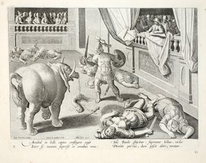 Hannibal, mağlup Romalıları birbirleriyle savaştırır, Jan Collaert (1566-1628) tarafından oyulmuş 