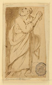 Bir çizim kitabının sayfası; Klasik kıyafetleri içinde yaşlı adam by Jan van der Straet, called Stradanus