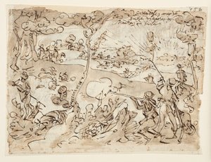 Tavşan Avı ile Eskiz Defteri Sayfası by Jan van der Straet, called Stradanus