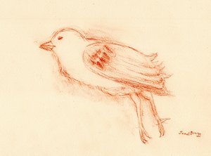 Yazın Canlılık ve Ölüm (Merdiven Boşluğumdaki Ölü Kuş III) c.2021 (kağıt üzerine pastel)