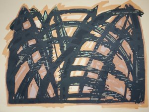 Head On (iii), 2014 (motorlu testere gravür ve serigrafi)