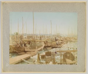 Ajikawa Nehri, Osaka, Japonya (el boyaması s/b fotoğraf) by Japanese Photographer