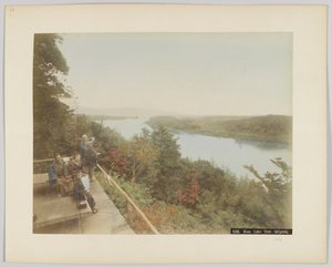Ishiyama, Shiga Eyaleti, Japonya'dan Biwa Gölü (el boyaması s/b fotoğraf) by Japanese Photographer