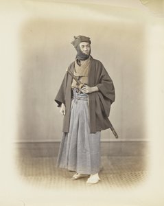 Geleneksel giysili Japon adam (el boyaması s/b fotoğraf) by Japanese Photographer